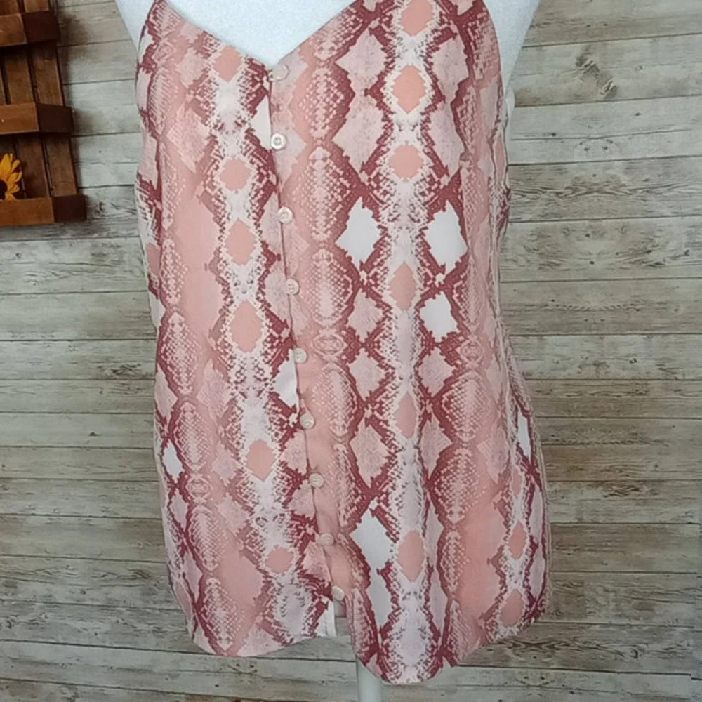 Charming‎ Charlie’s Spaghetti Strap Pink Snakeskin Print Top S